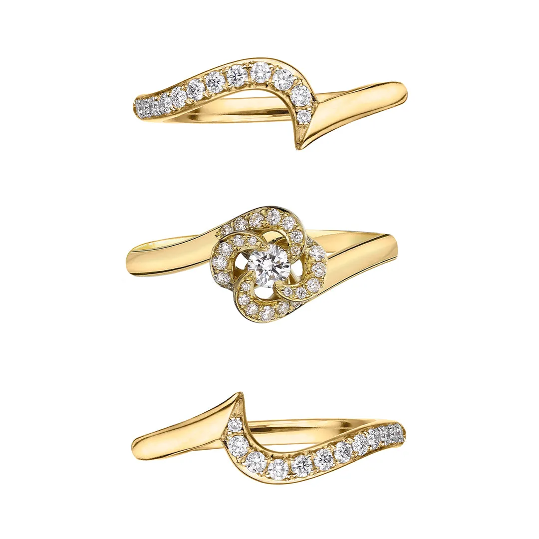 Entwined Petal10 Engagement Ring - 18ct Yellow Gold & 0.24ct Diamond