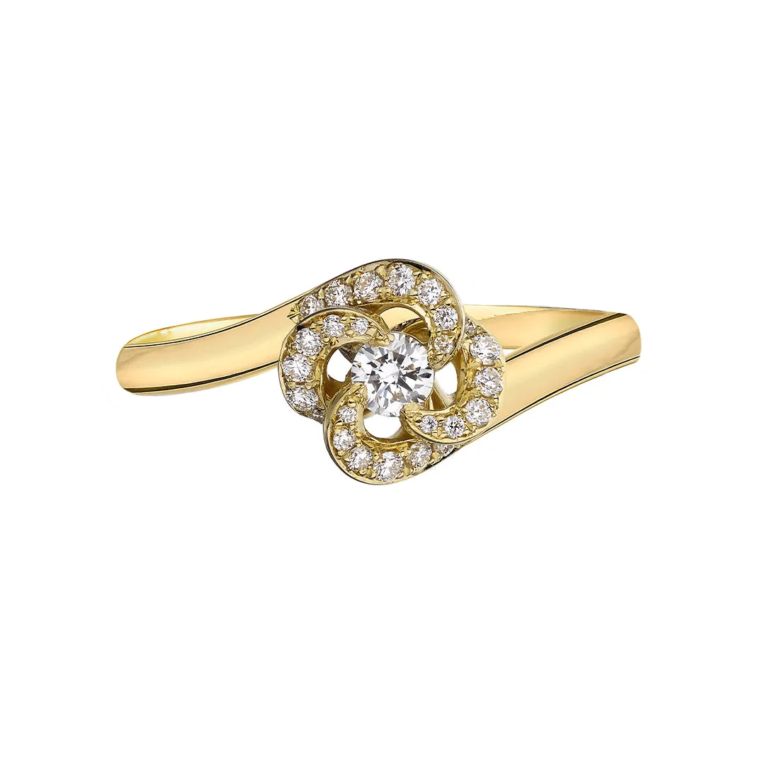 Entwined Petal10 Engagement Ring - 18ct Yellow Gold & 0.24ct Diamond