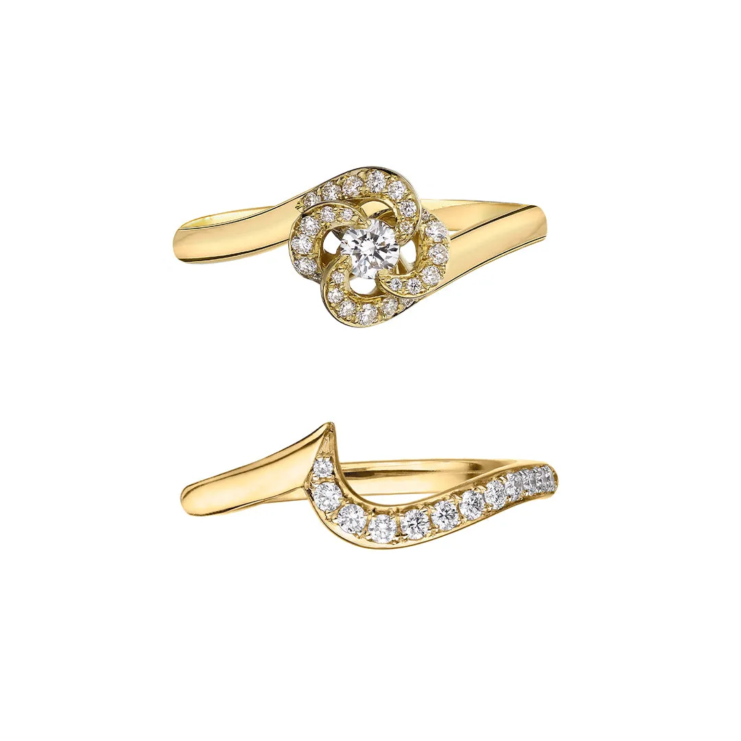 Entwined Petal10 Engagement Ring - 18ct Yellow Gold & 0.24ct Diamond