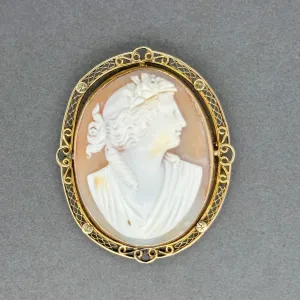 Estate 10K Y Gold 54mm Cameo Pin