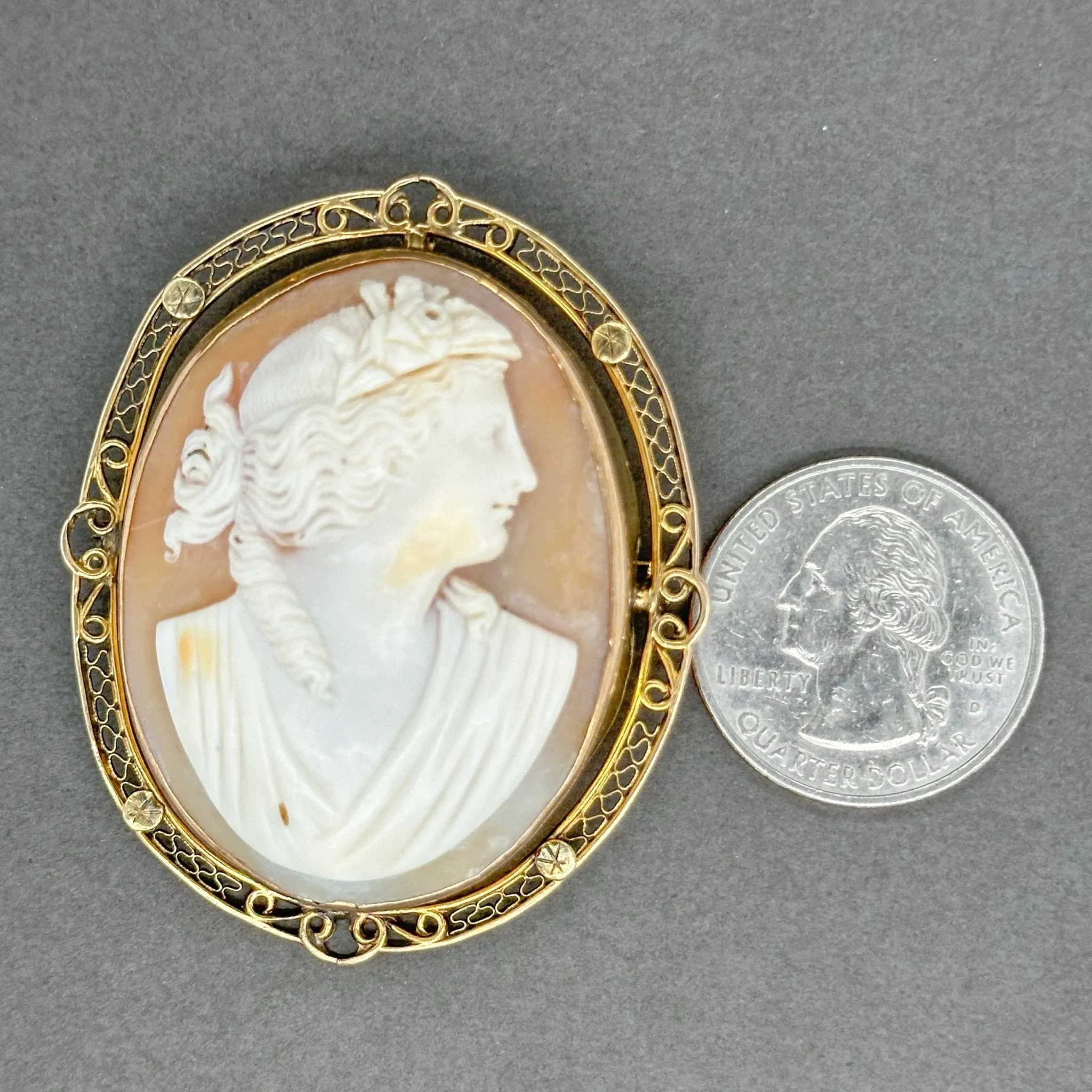 Estate 10K Y Gold 54mm Cameo Pin