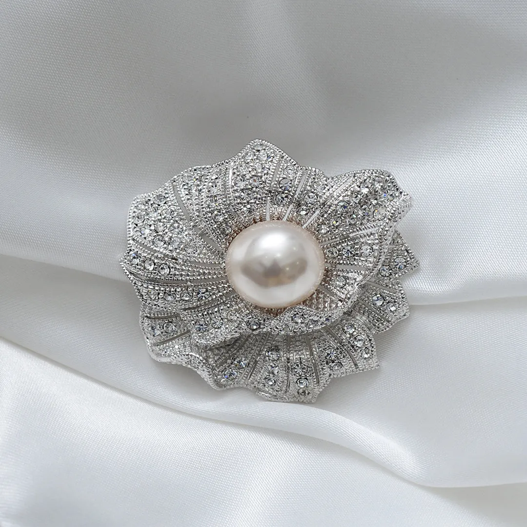 Floral Stone Studded Brooch