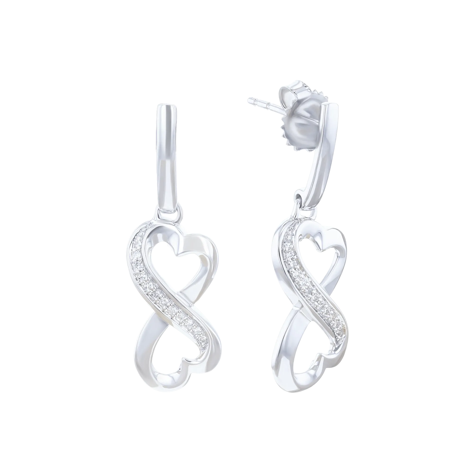 Follow Your Heart Silver Diamond Earrings