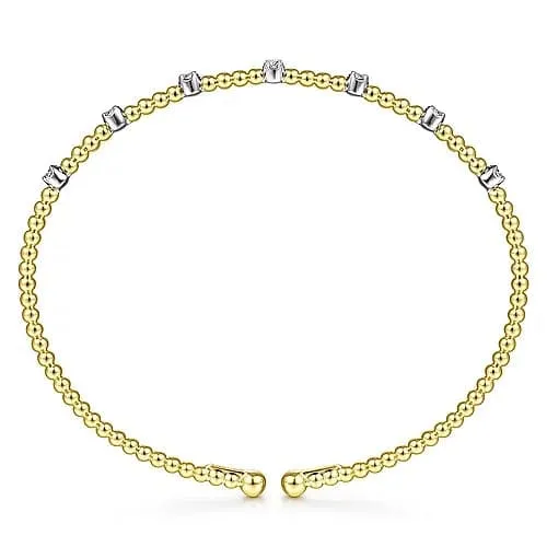 Gabriel & Co. White-Yellow Gold Bujukan Diamond Stations Bangle