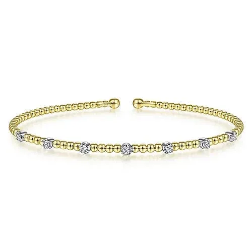 Gabriel & Co. White-Yellow Gold Bujukan Diamond Stations Bangle