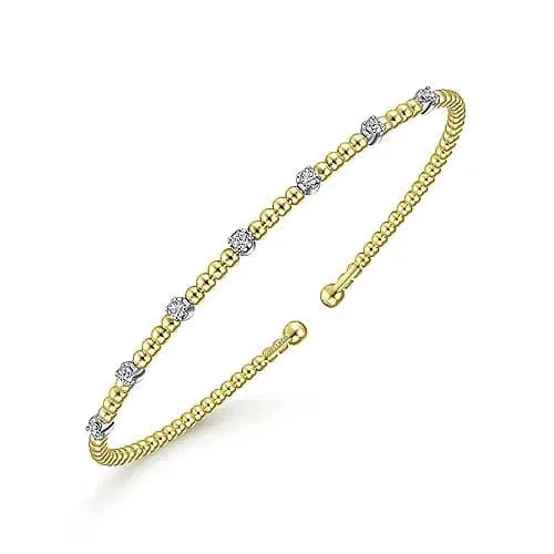 Gabriel & Co. White-Yellow Gold Bujukan Diamond Stations Bangle