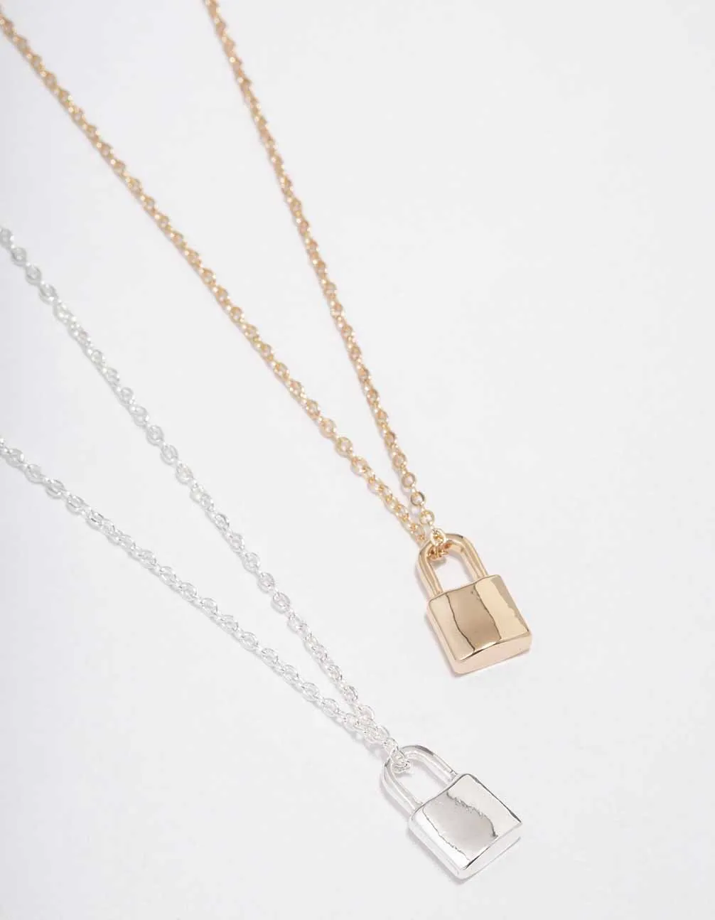 Gold & Silver Plain Locket Necklace Pack