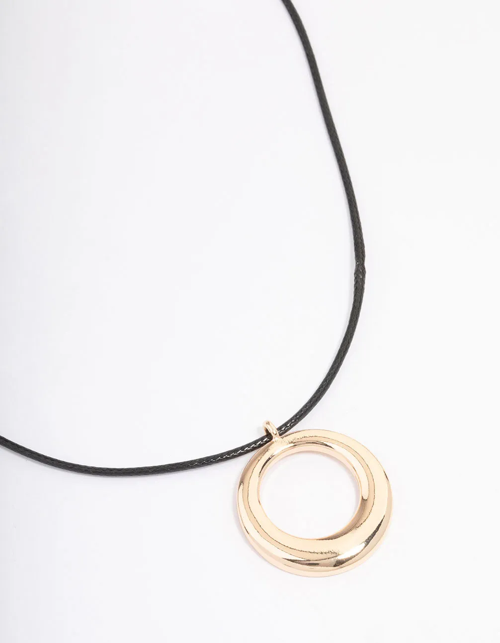 Gold Cord Metal Circle Short Necklace