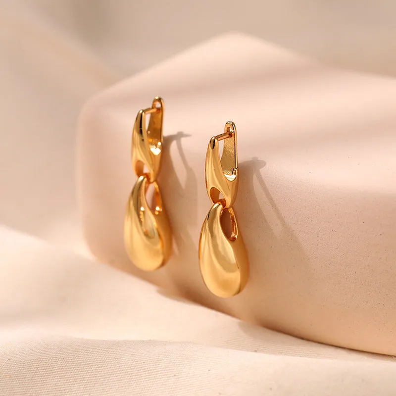 Gold Double Drop Earrings-jlt11831