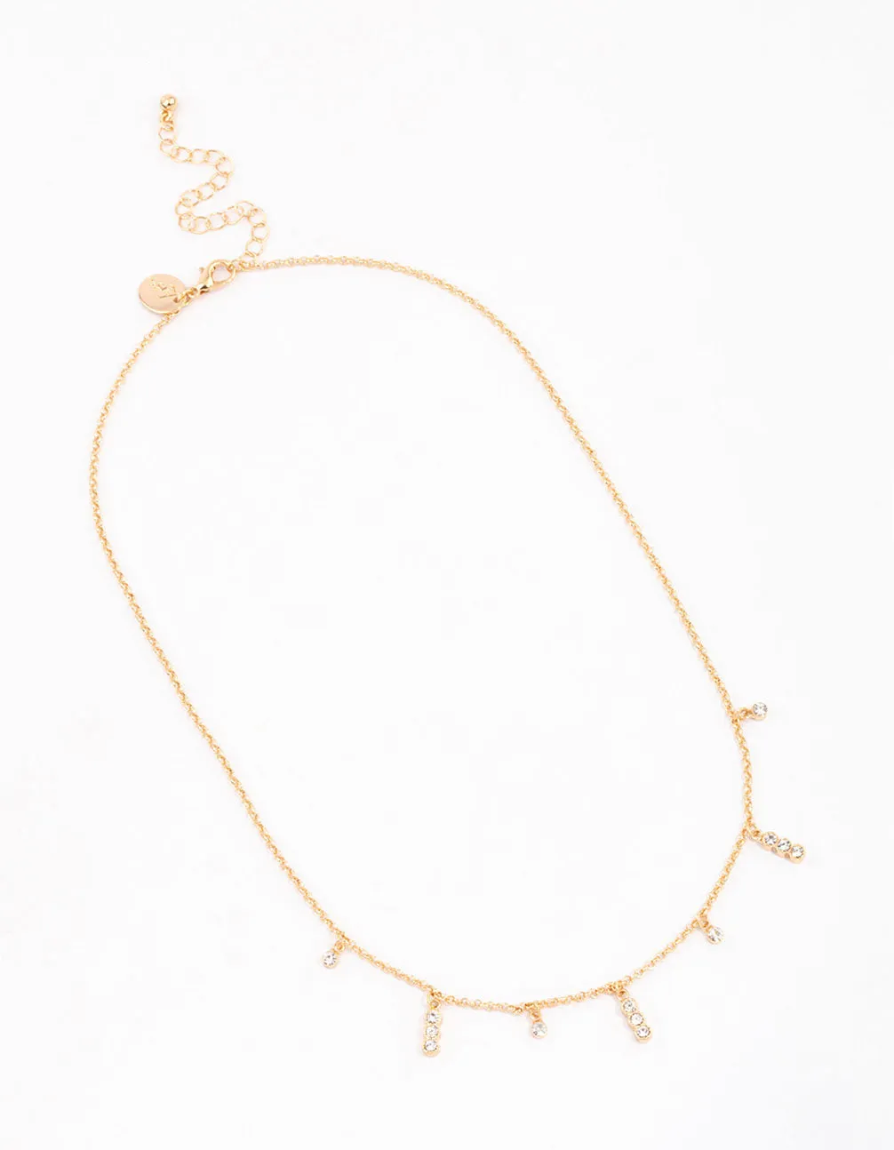 Gold Graduating Diamante Station Necklace