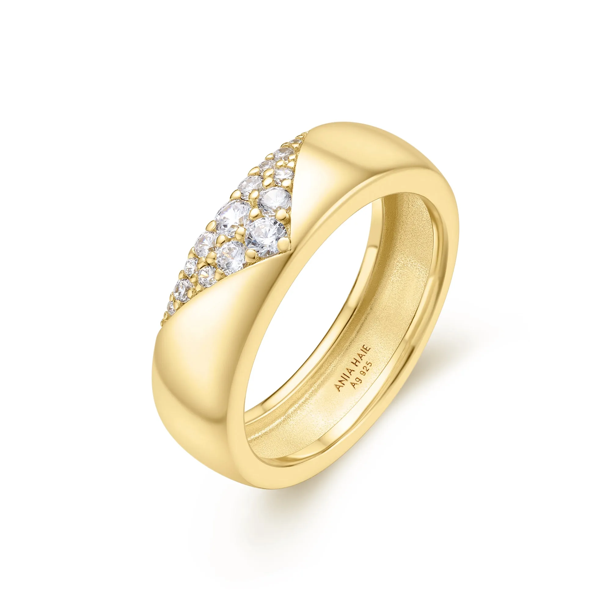 Gold Pavé Cubic Zirconia Bold Statement Ring