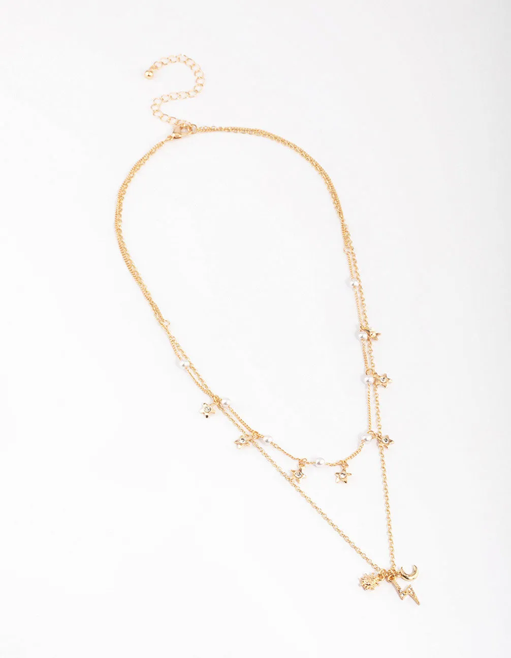 Gold Pearl & Celestial Layered Necklace