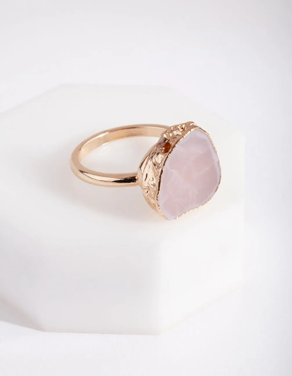 Gold Pink Stone Ring