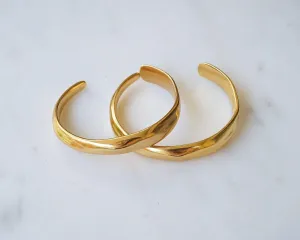 Gold Thick Hammered Cuff Bracelet