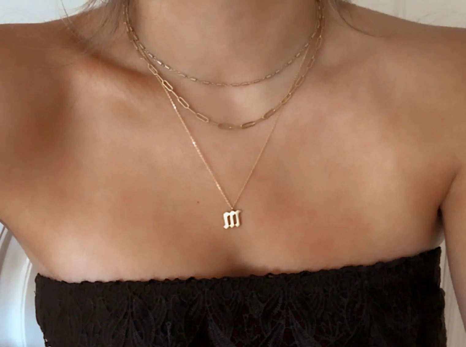 Gothic Font Lowercase Initial Necklace