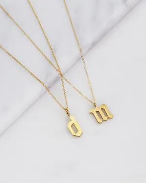 Gothic Font Lowercase Initial Necklace