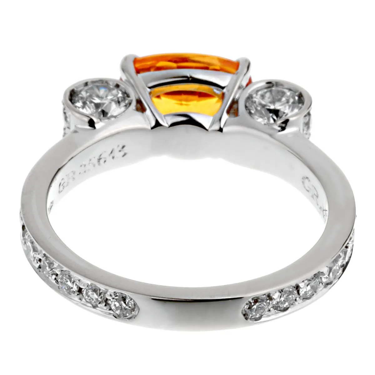 Graff Orange Sapphire Diamond White Gold Cocktail Ring Sz 6 1/2