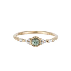 Green Sapphire Round Poeme Ring