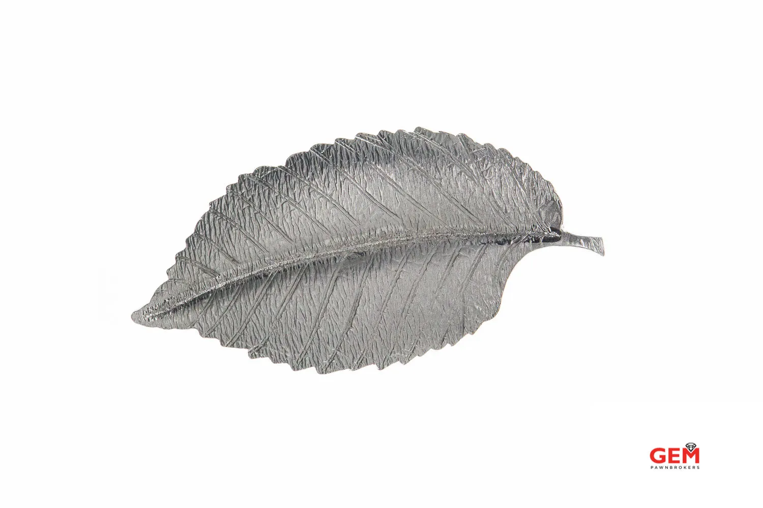 Harry S Bick Serrate Short Leaf Pin Solid 925 Sterling Silver Designer Brooch