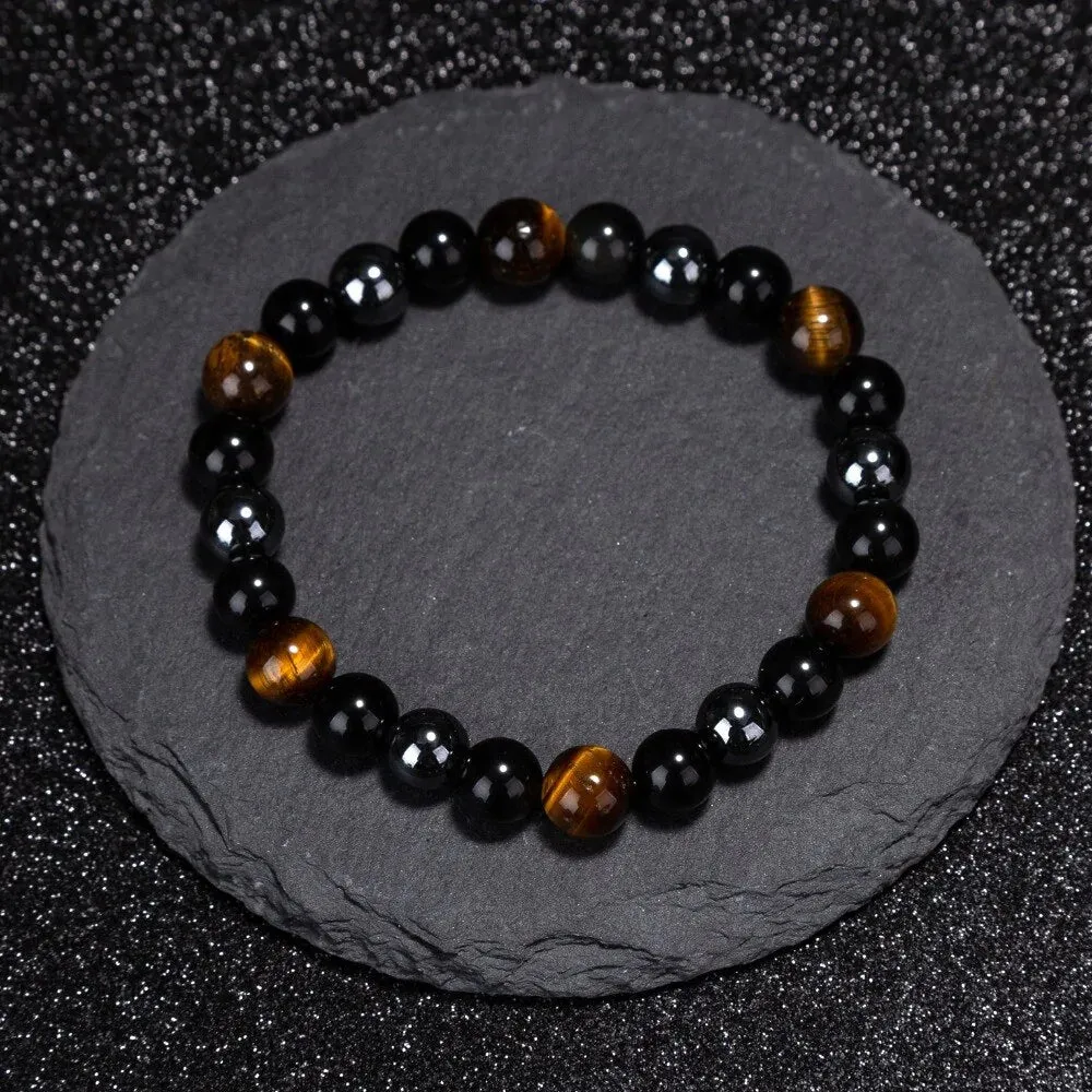 Hematite Black Obsidian Stretch Bracelets