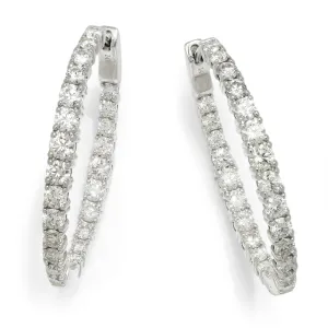 In and Out Diamond Oval Hoop Earrings White Gold 3.97ctw