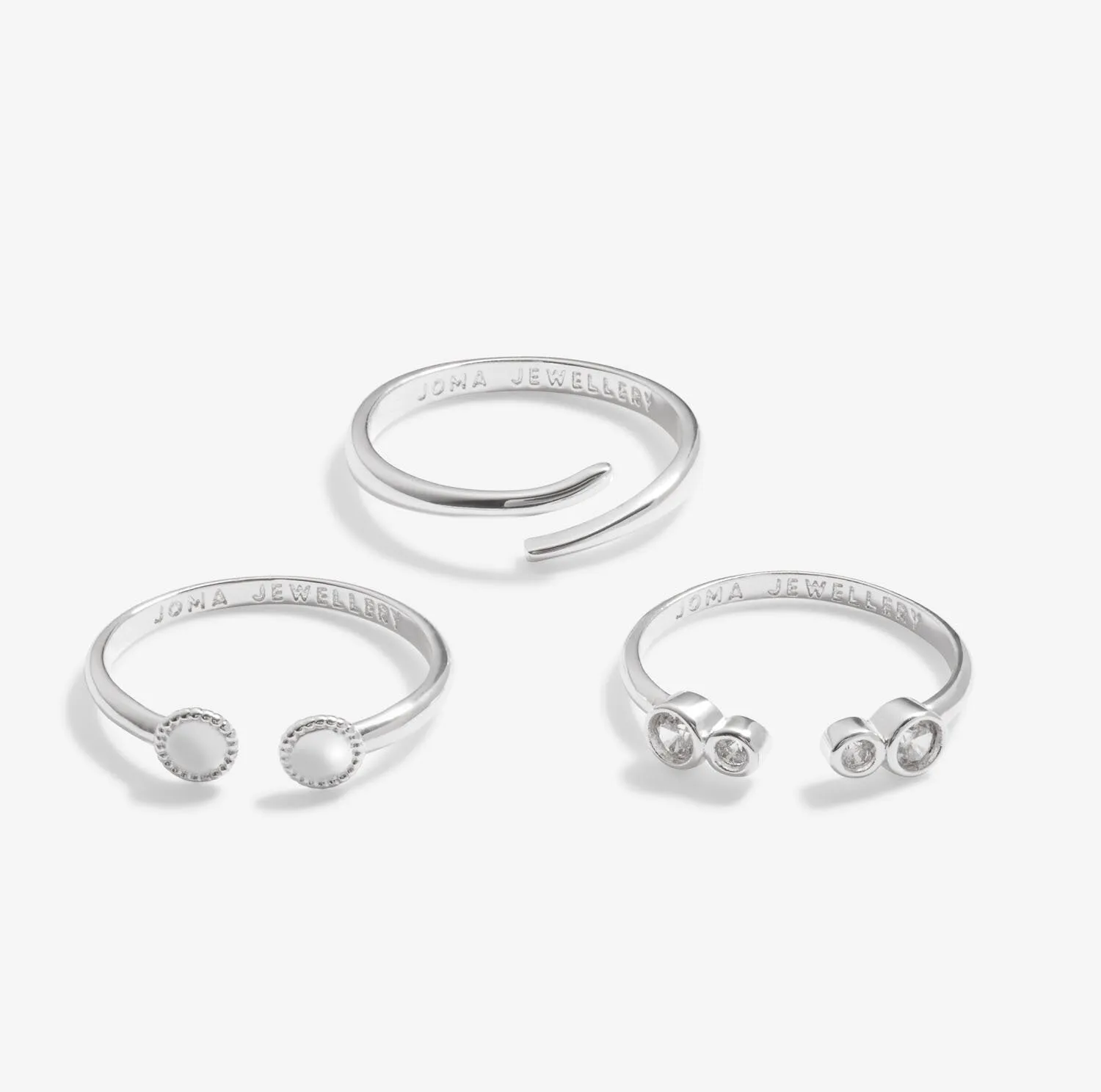 Joma Jewellery Stacks Of Style Silver Set Of 3 Rings