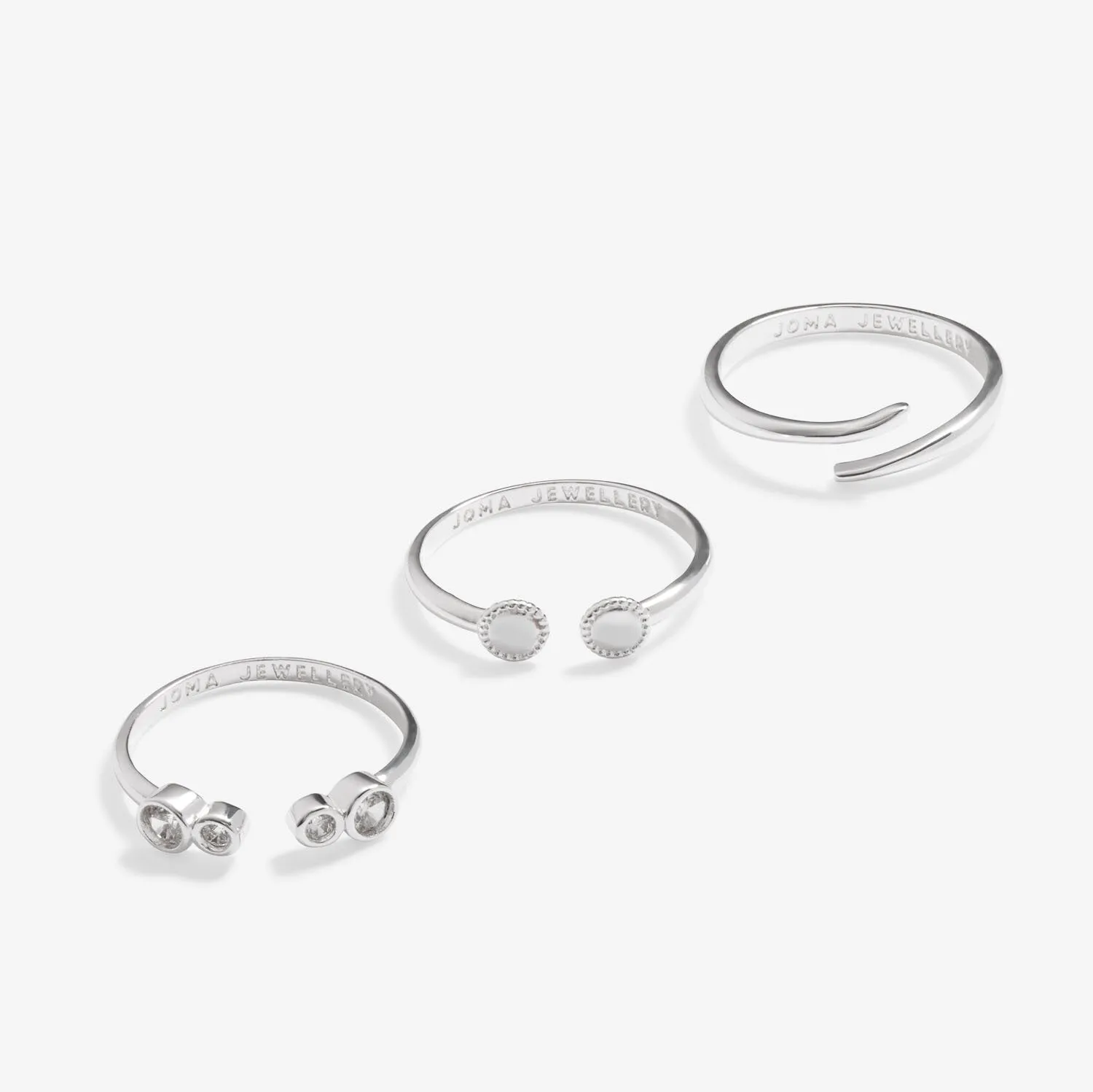 Joma Jewellery Stacks Of Style Silver Set Of 3 Rings