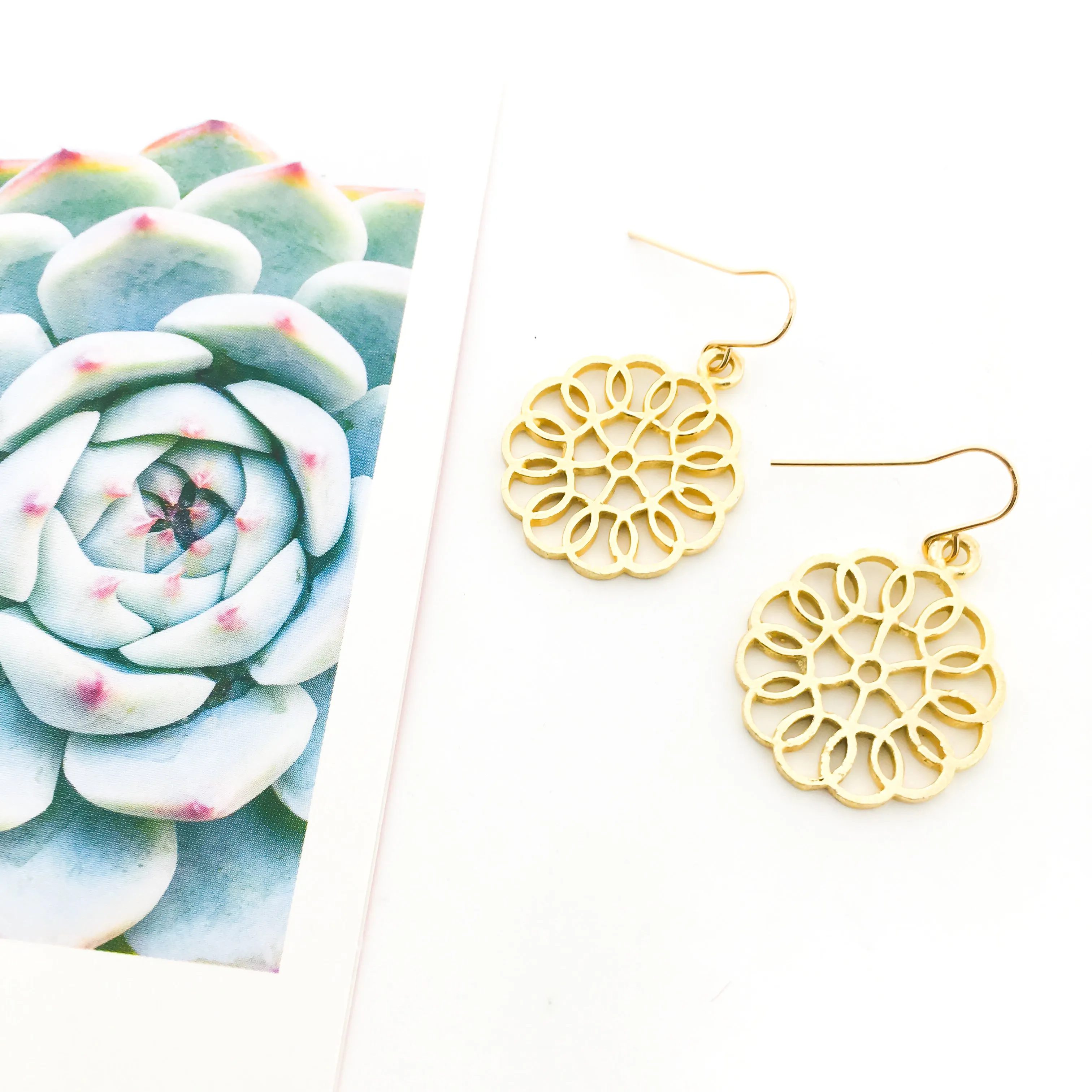 Julianna Brushed Circle Patterned Earrings | Gold