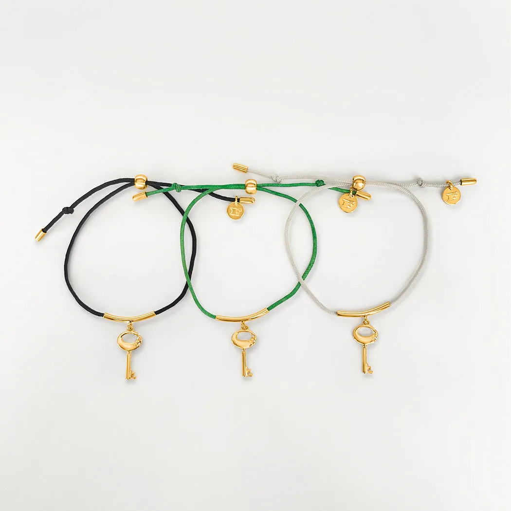 Key String Bracelet (Emerald) - Gold