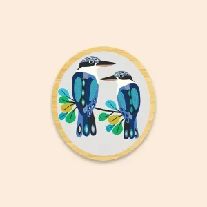 Kingfishers Wooden Brooch