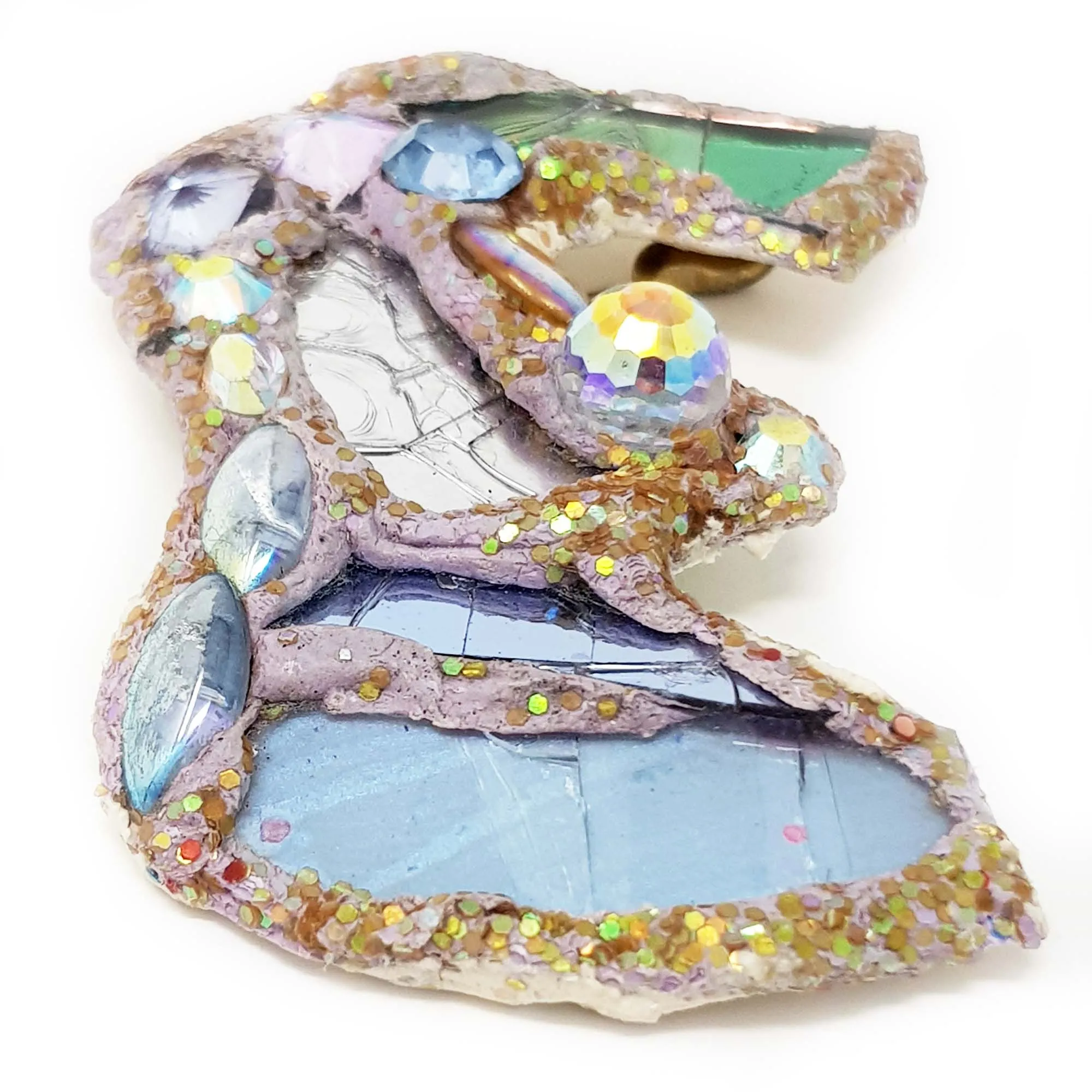 LETTER E - PALE BLUE BROOCH