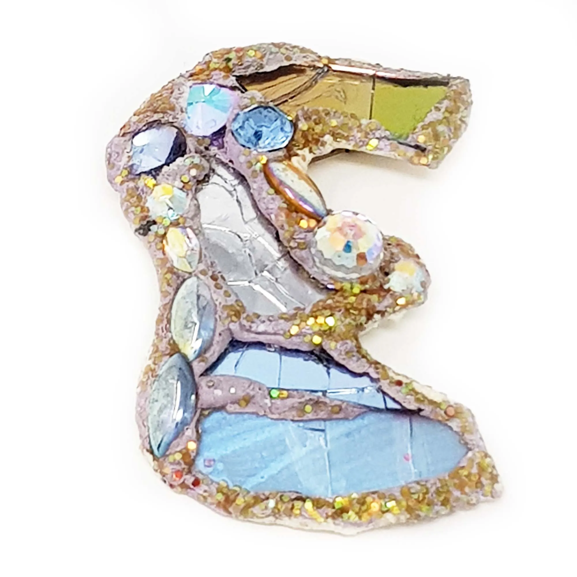 LETTER E - PALE BLUE BROOCH