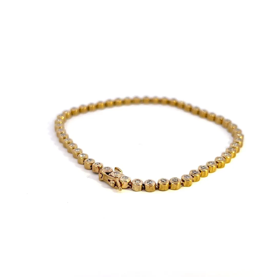 Luxurious 9K Yellow Gold Diamond Tennis Bracelet