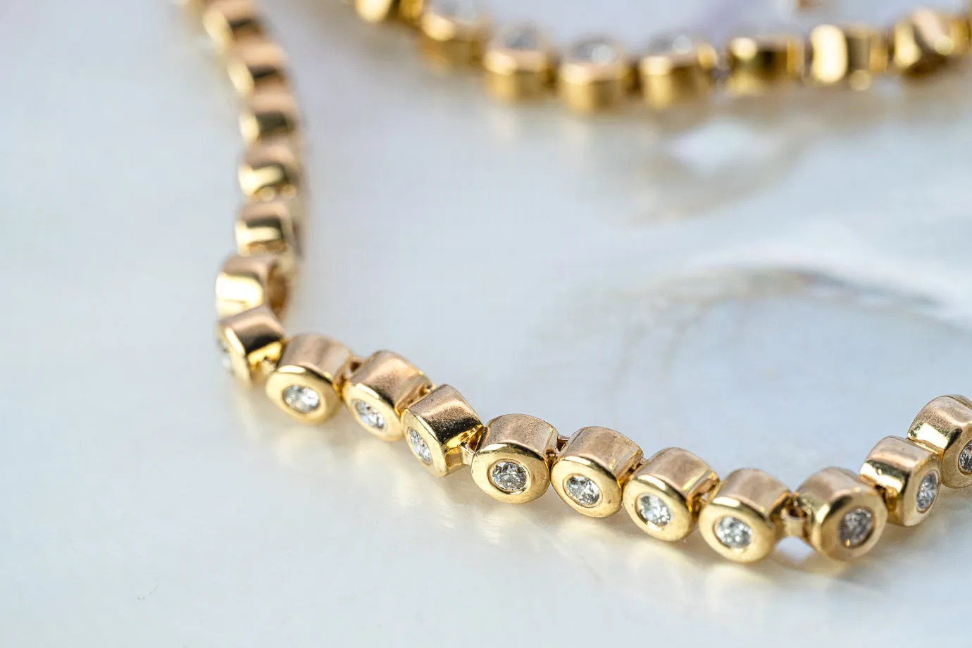 Luxurious 9K Yellow Gold Diamond Tennis Bracelet