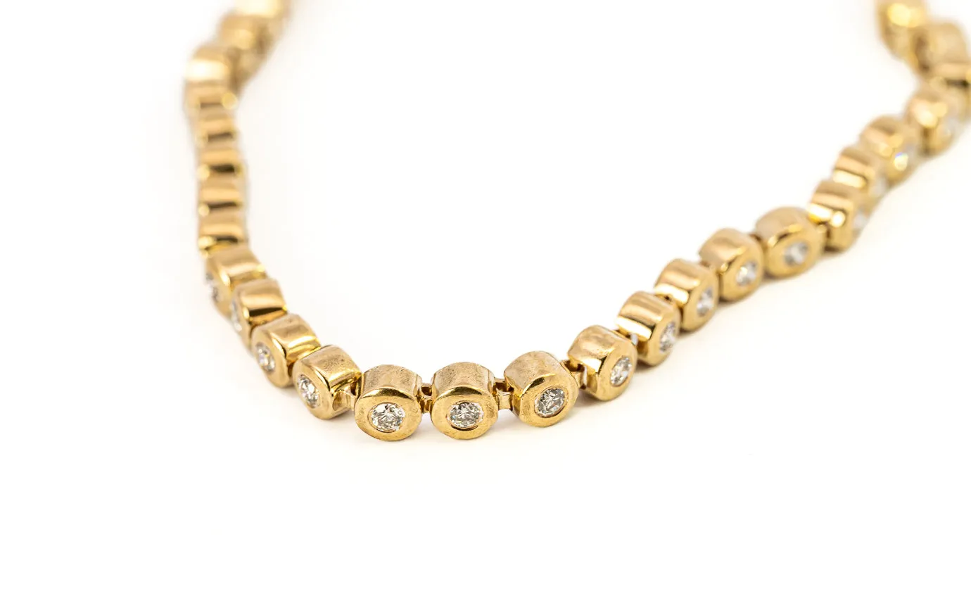 Luxurious 9K Yellow Gold Diamond Tennis Bracelet