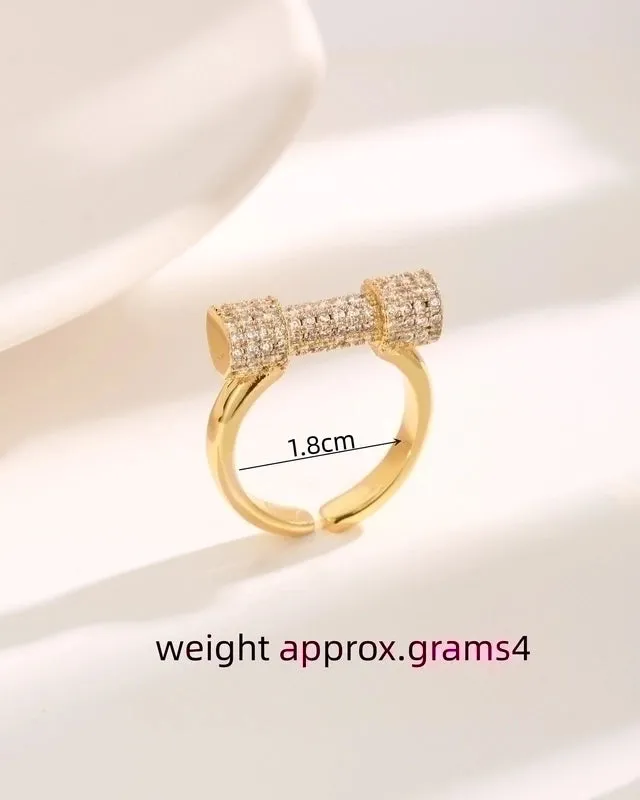 Luxurious Modern Style Cross Copper 18k Gold Plated Zircon Rings In Bulk