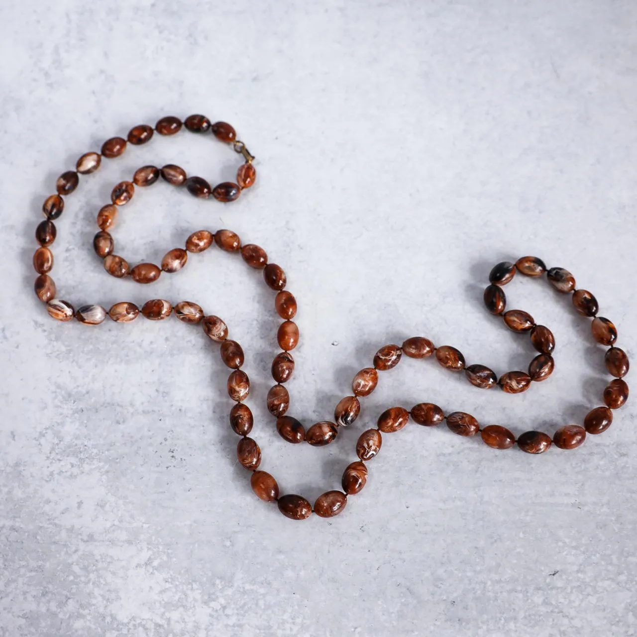 Marble Bakelite Necklace in Brown