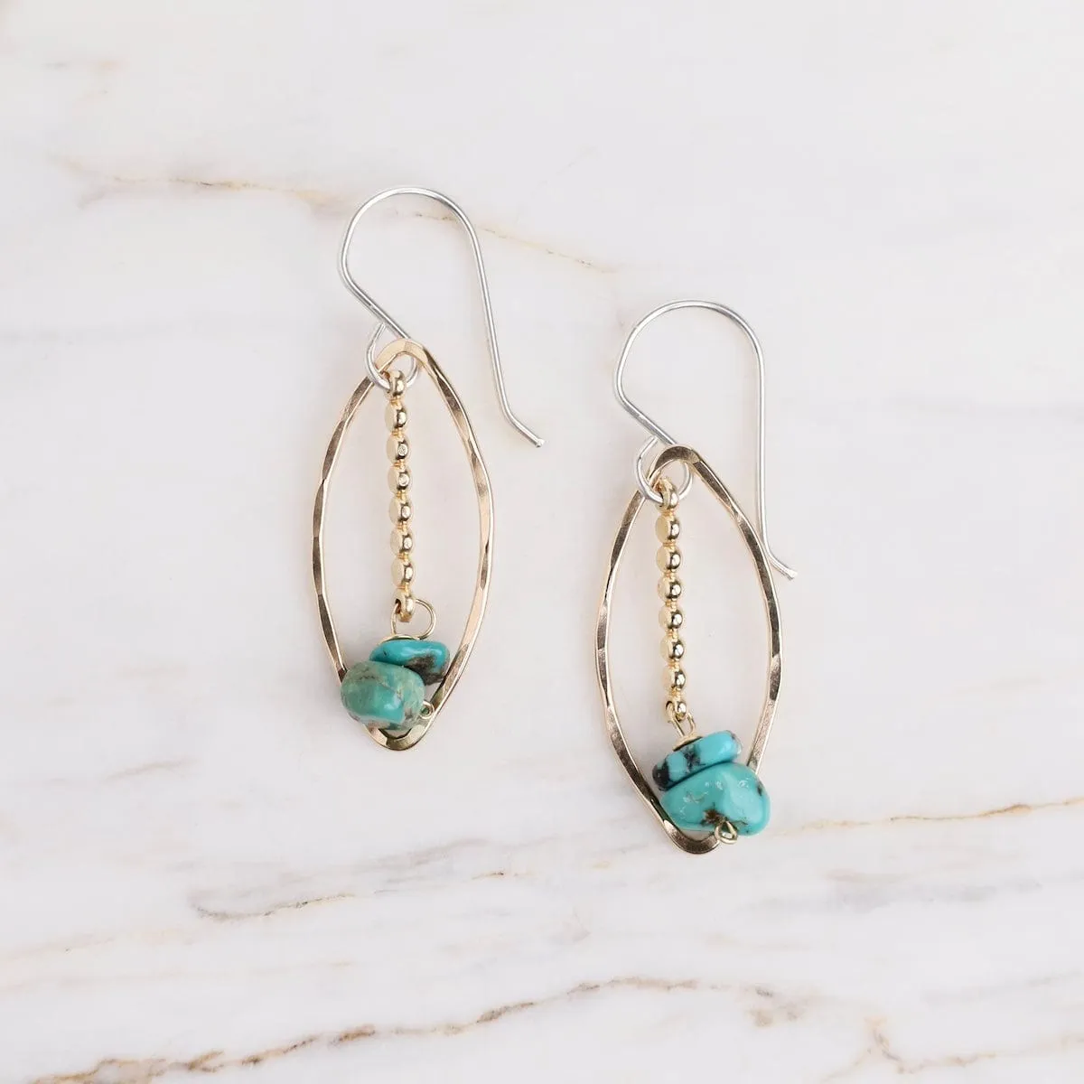 Marquise Frame with Turquoise Drop Earrings