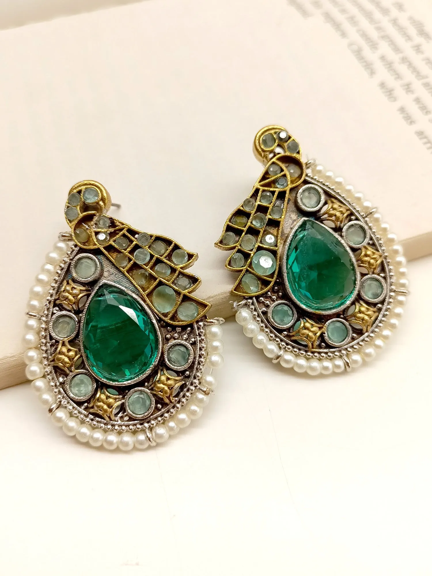 Maryam Turquoise Peacock Oxidized Earrings