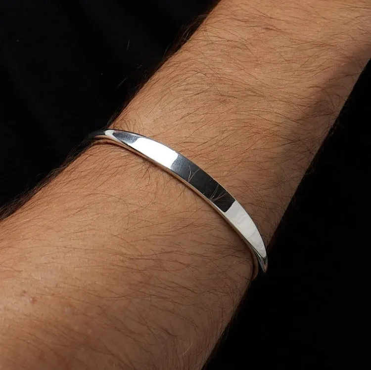 Men's Silver Torque Bangle | Heavy Solid 925 Sterling Silver Torque Bangle for Men