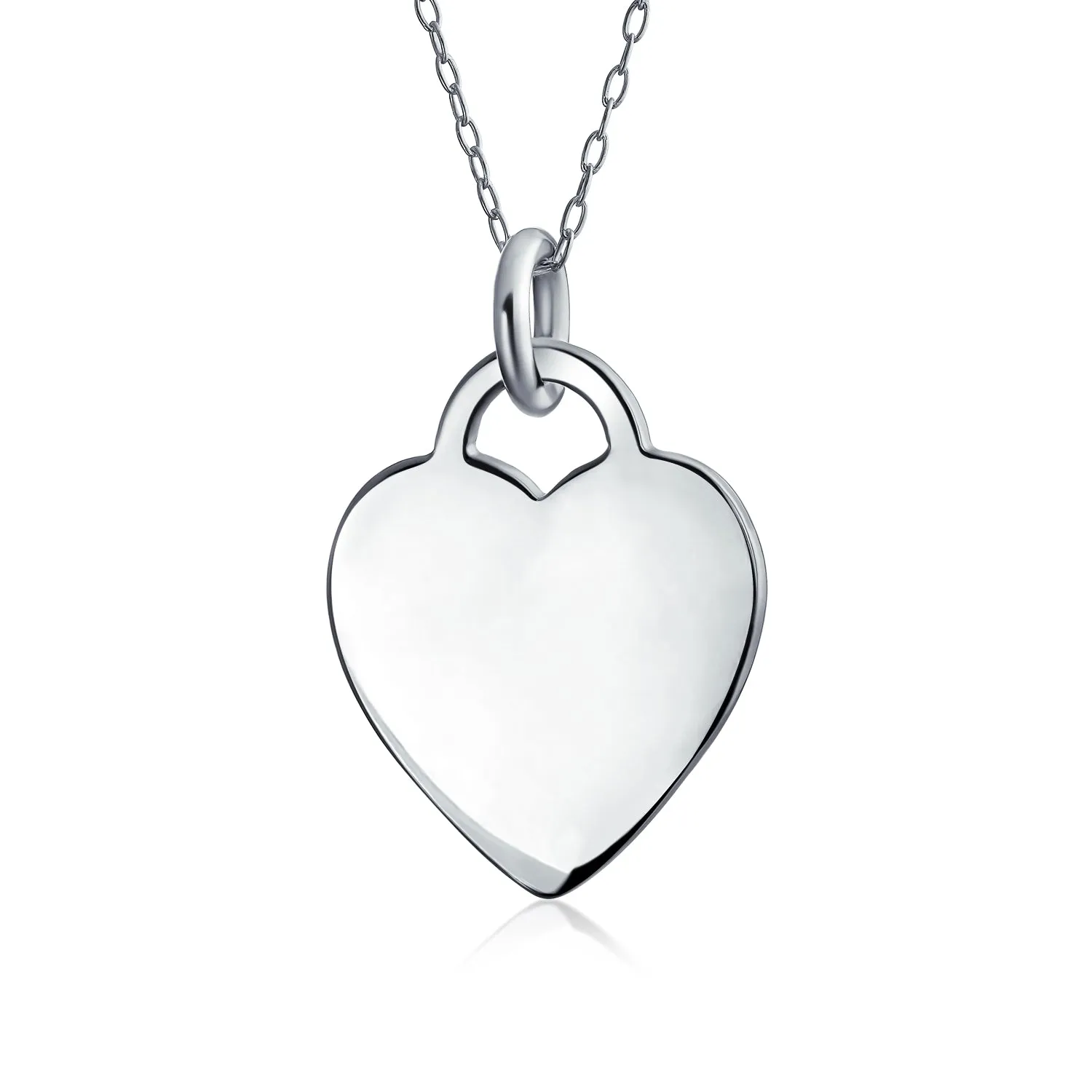 Minimalist Heart Shape Sterling Silver Pendant Necklace - Medium Size