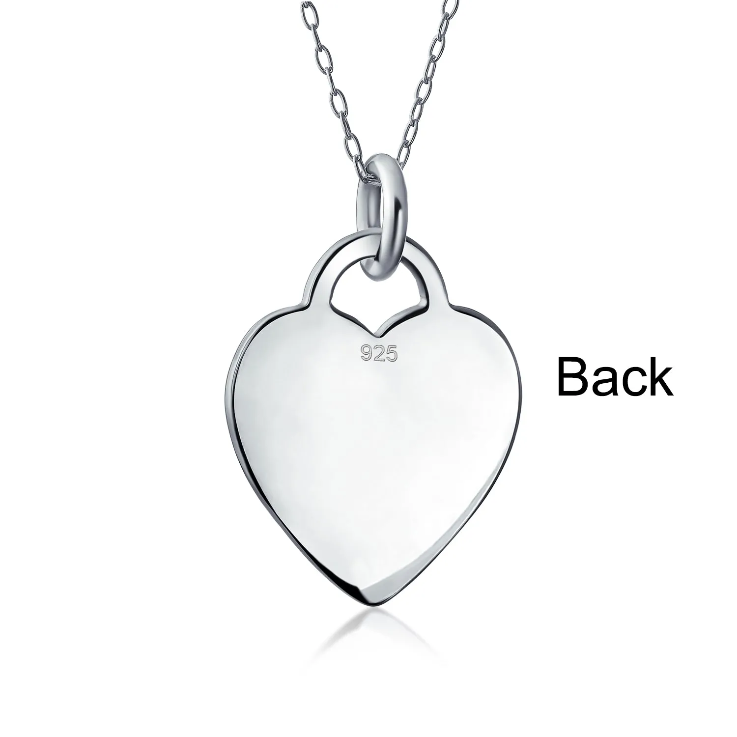 Minimalist Heart Shape Sterling Silver Pendant Necklace - Medium Size