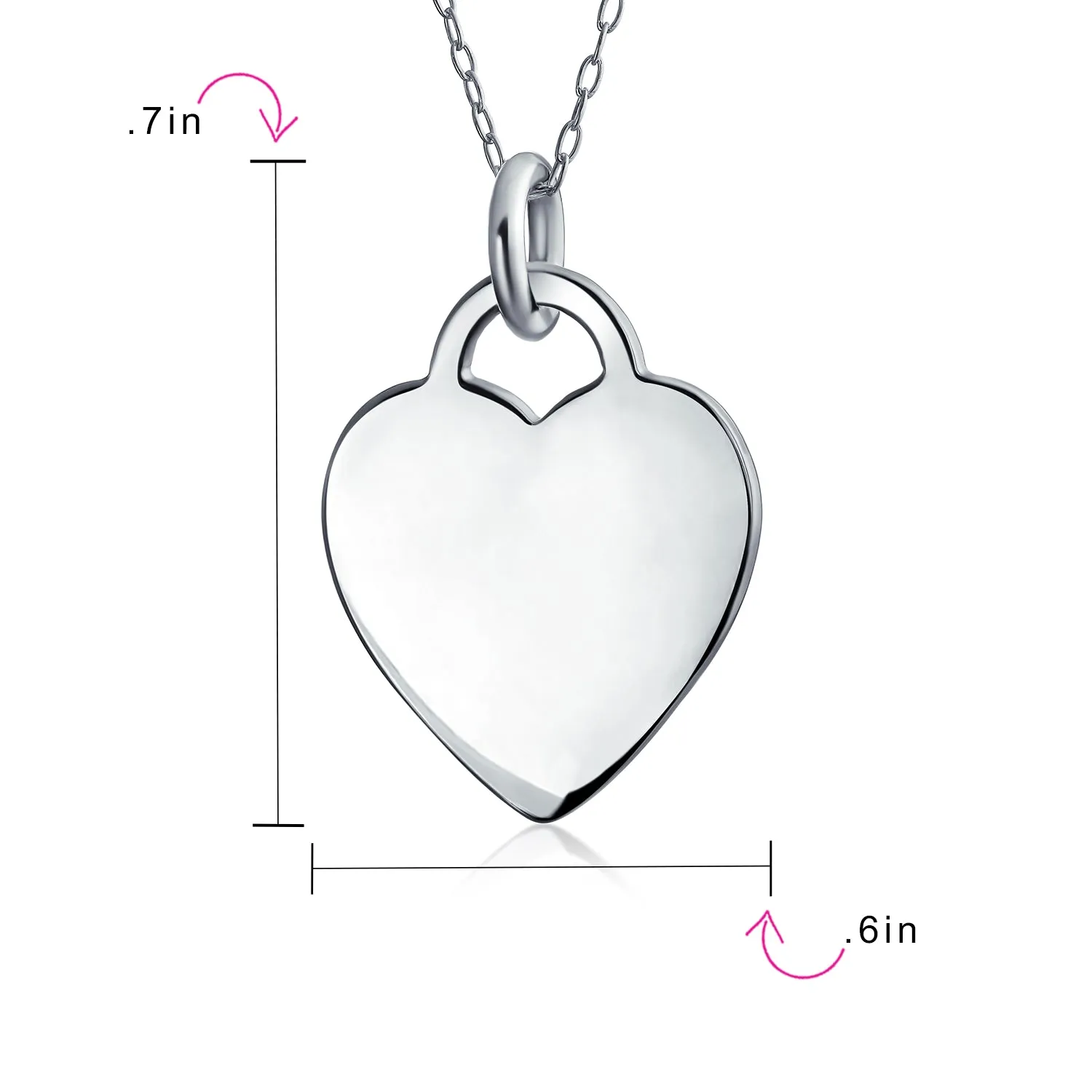 Minimalist Heart Shape Sterling Silver Pendant Necklace - Medium Size