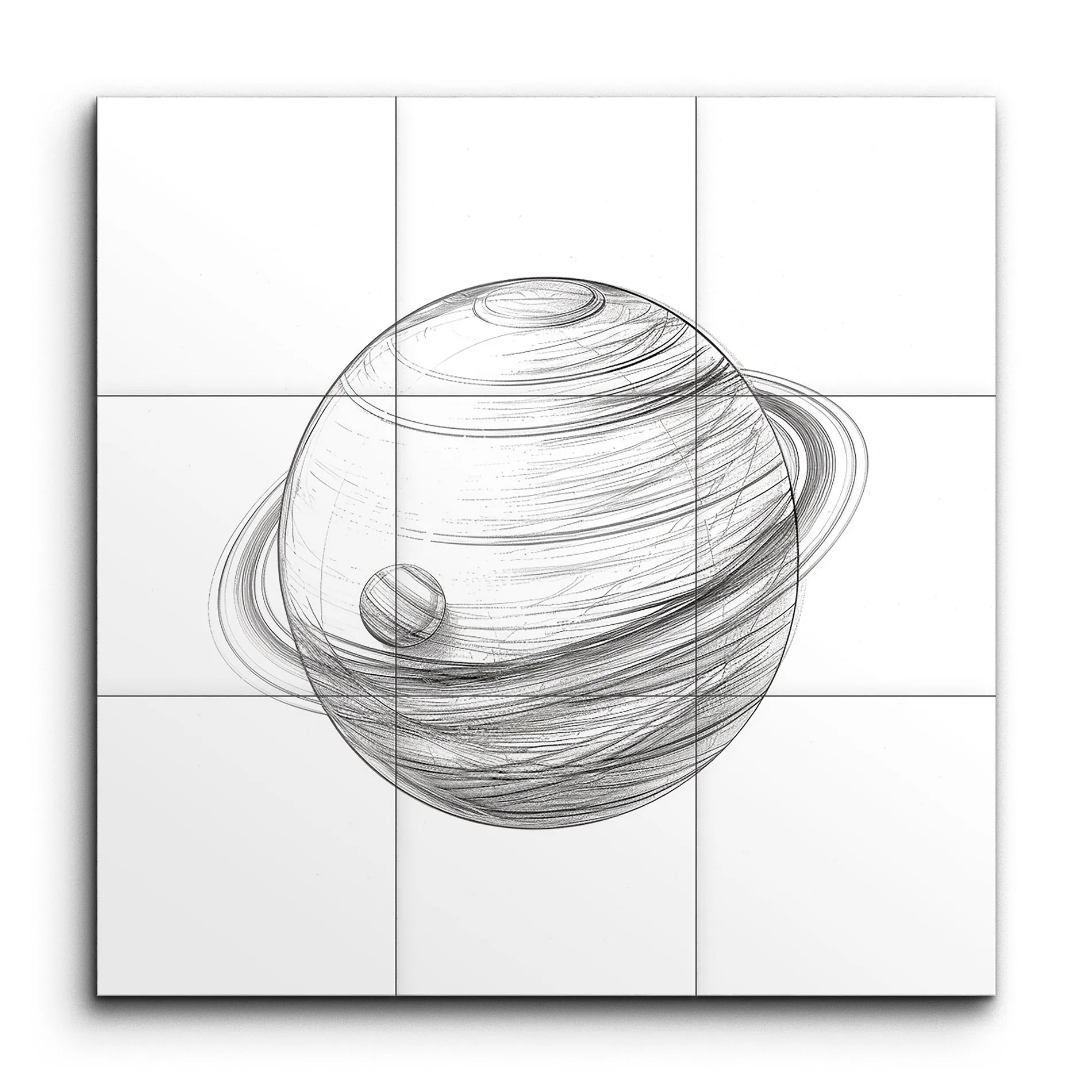 Minimalist Ringed Planet Cosmic Art