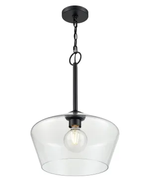 Morbelle Pendant - Matte Black - Clear Glass - 14in. Diameter - E26 Medium Base