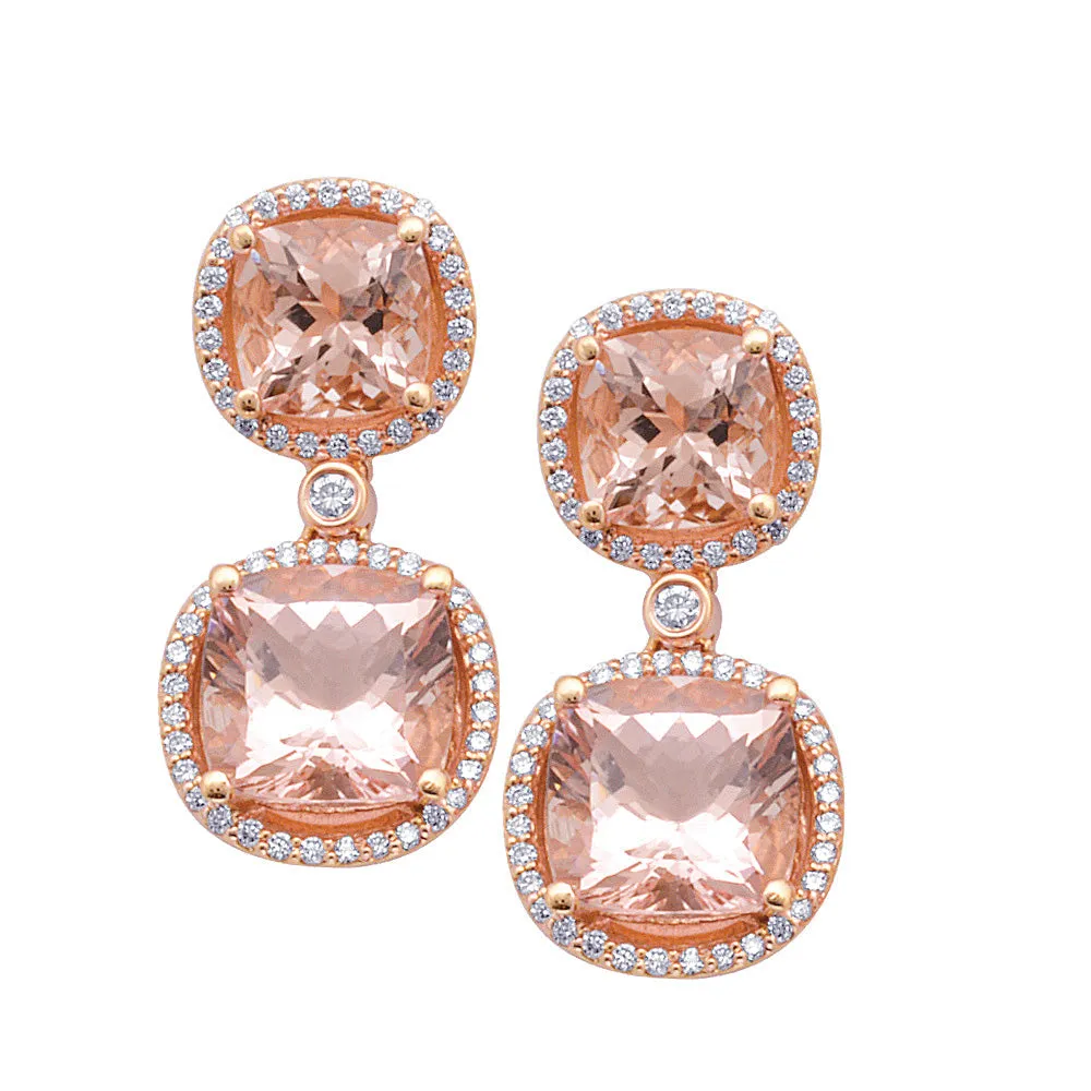 Morganite and Diamond Drop Earrings