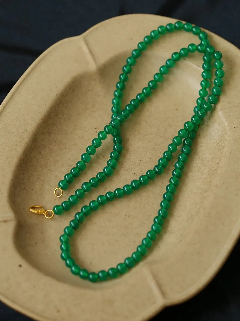 Multi-element Green Onyx Long Detachable Necklace