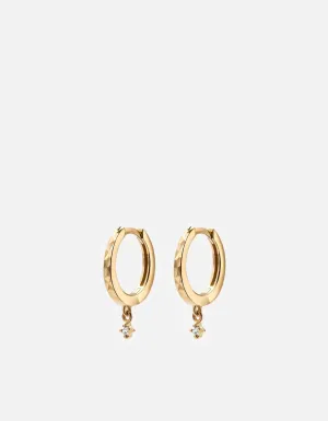 Naomi Huggie Earrings, 14k Gold Pavé