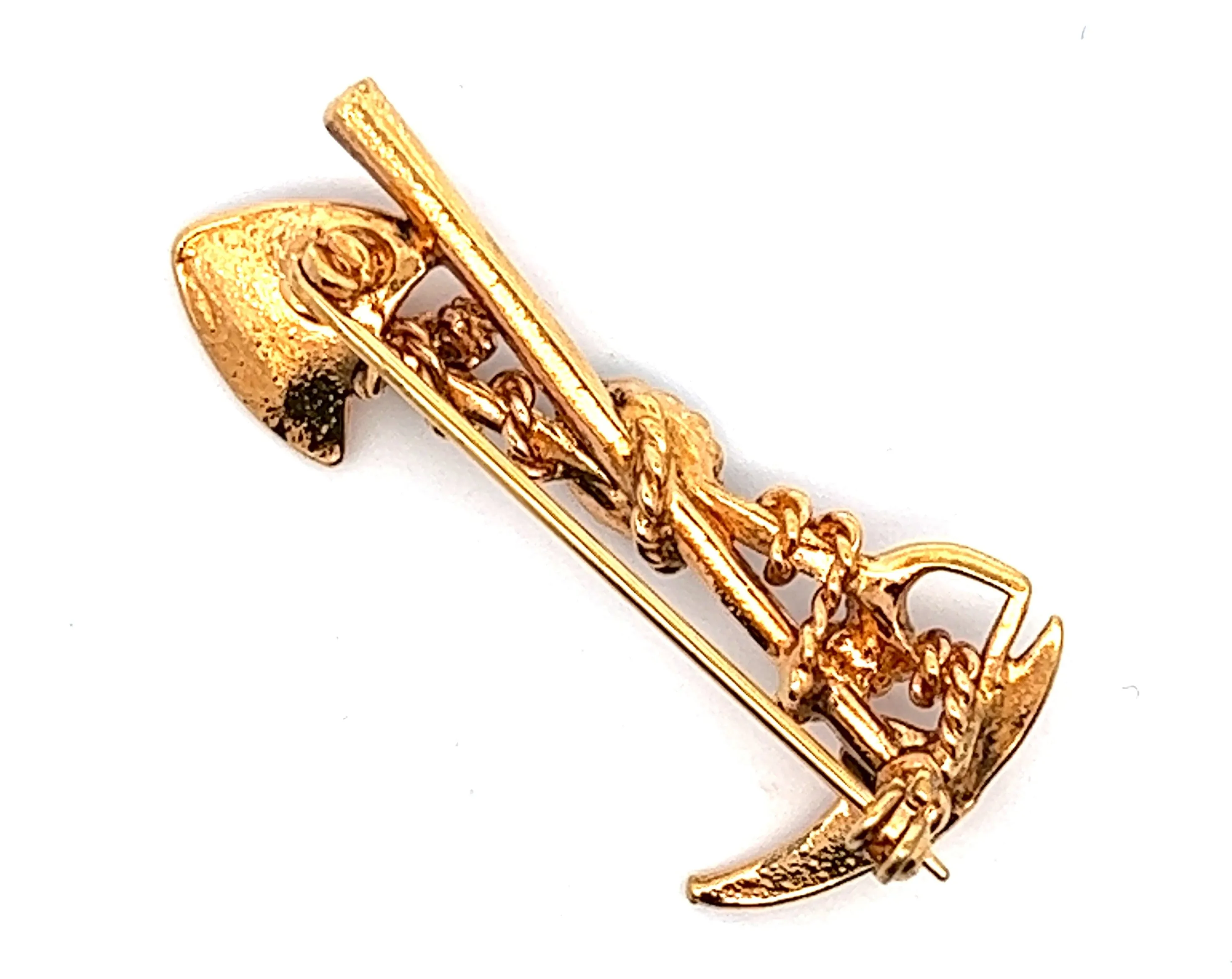 Opal Gold Plated Miners Brooch with Pick & Shovel