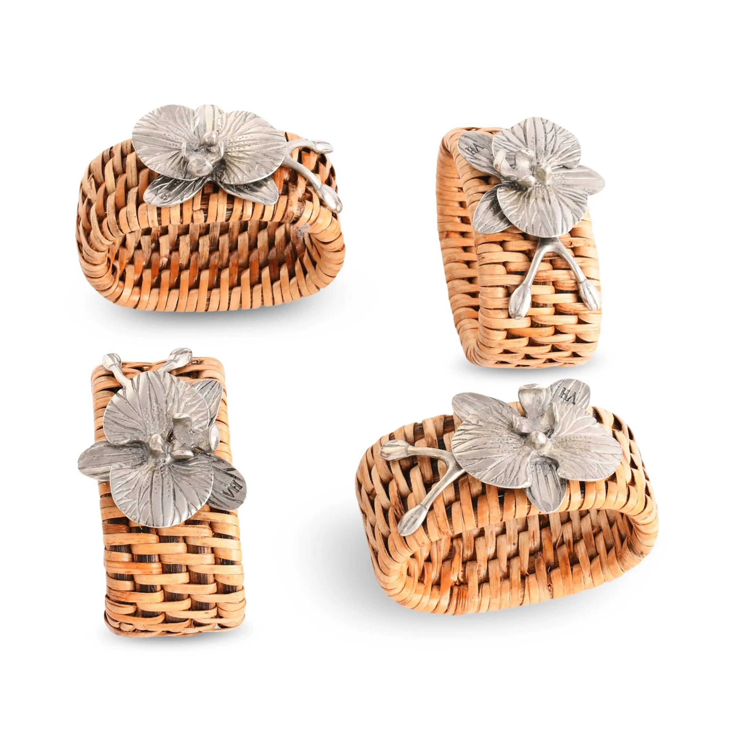 Orchid Hand Woven Wicker Rattan Napkin Ring, Set of 4